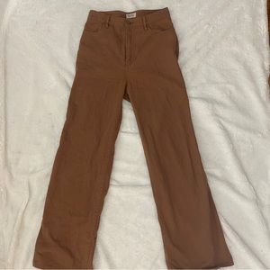 suede brown pants\ straight leg pants